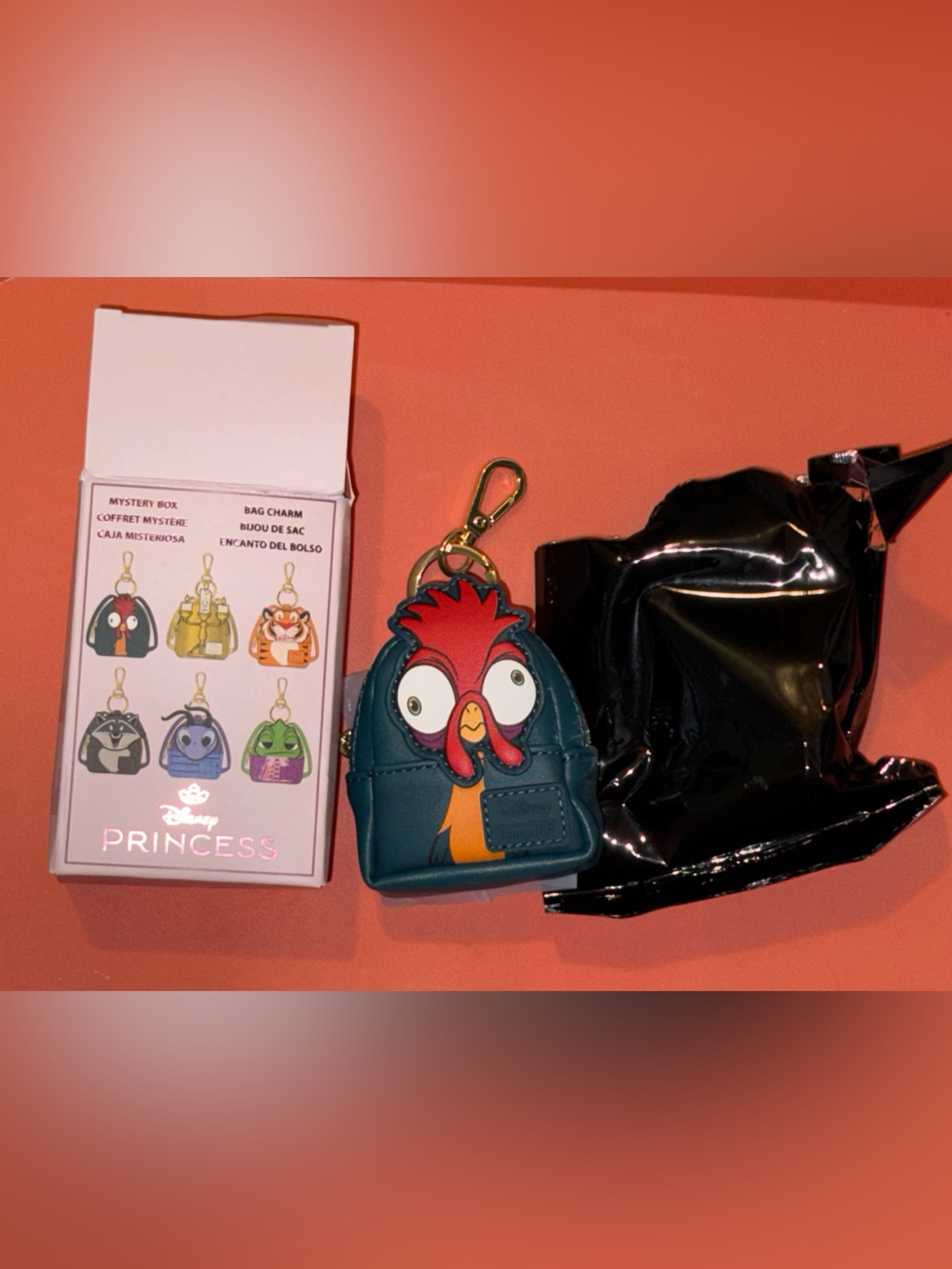 Disney Teal Coin Purse Keychain with Red Heihei Character